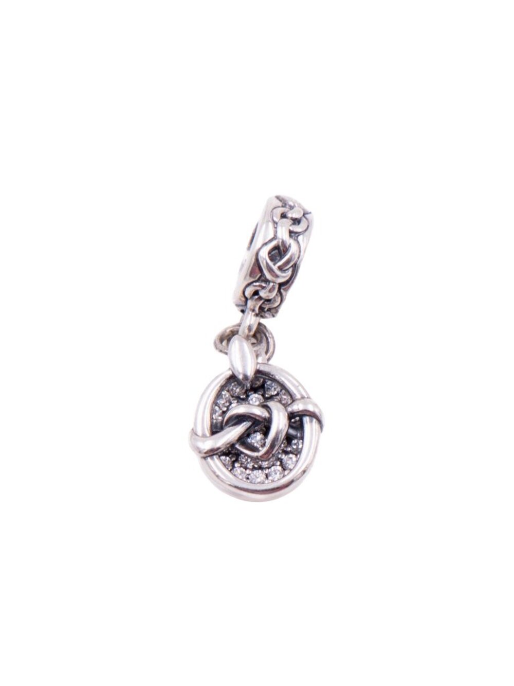Pandora Retired Knotted Hearts Sterling Silver Clear CZ Love Dangle Charm